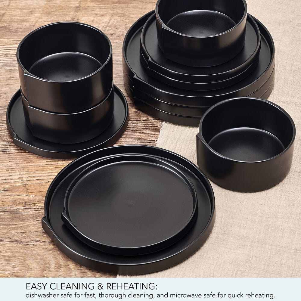 Contemporary Edge Black 12 Piece Dinnerware Set, Service for 4