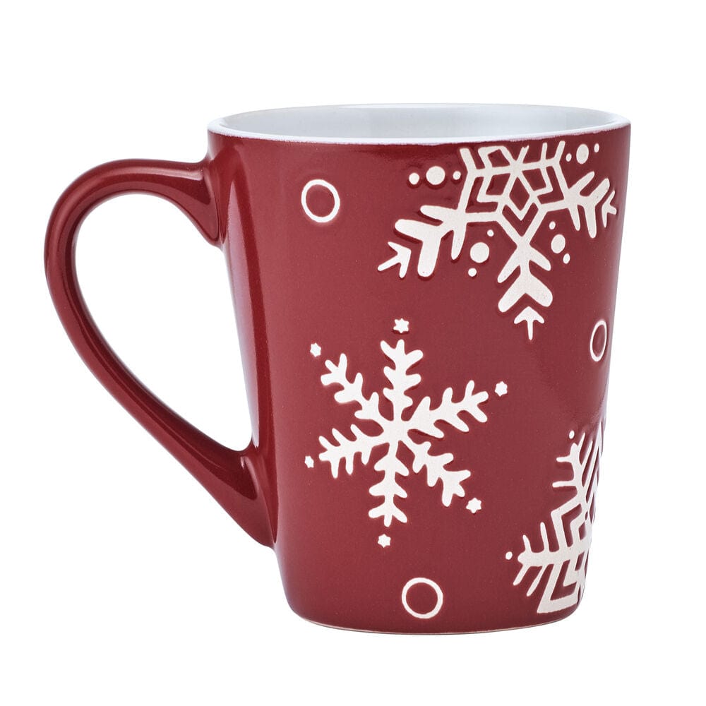 Snow Flurry Red Set of 4 Mugs