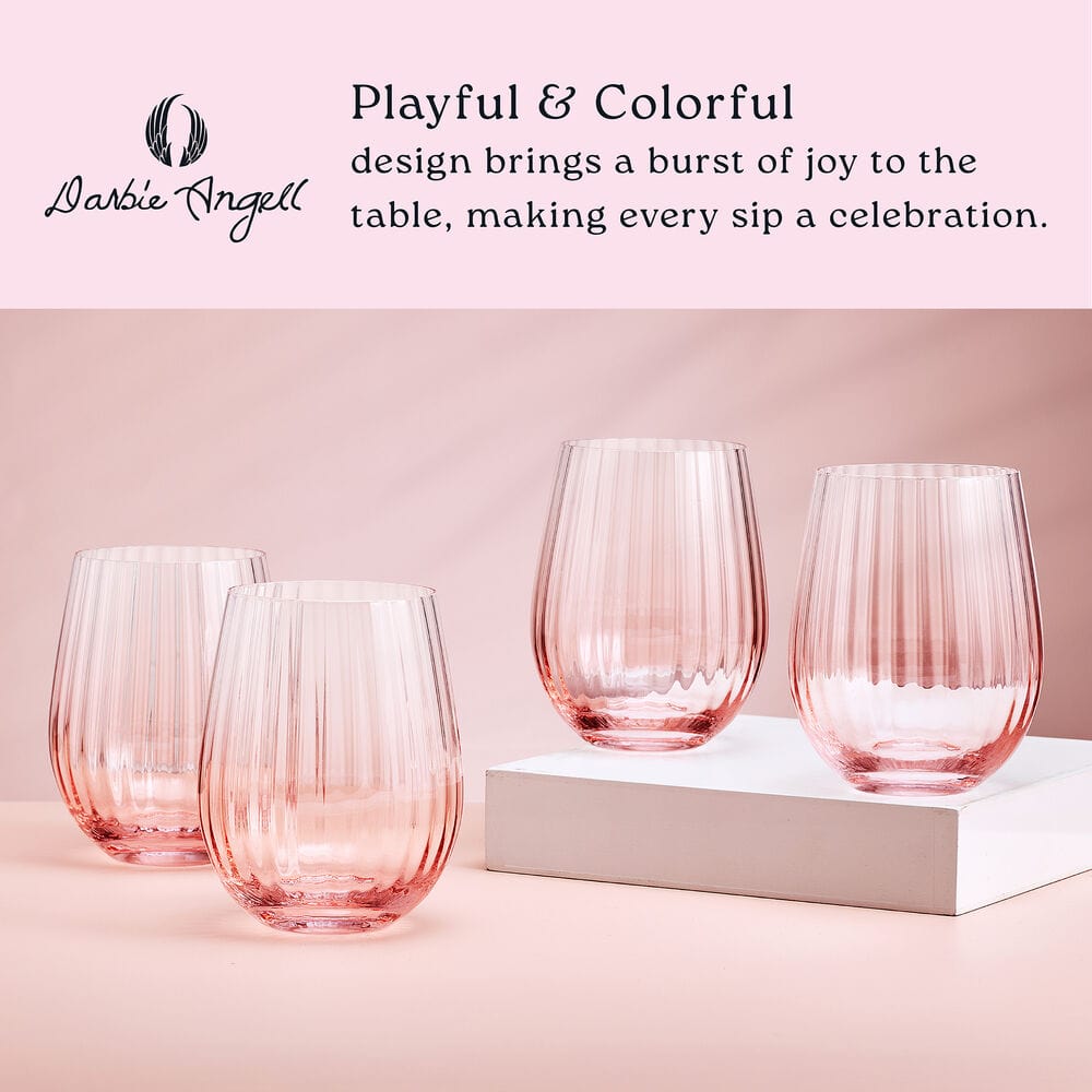 Darbie Angell Good Day Blush Set of 4 Stemless Wine