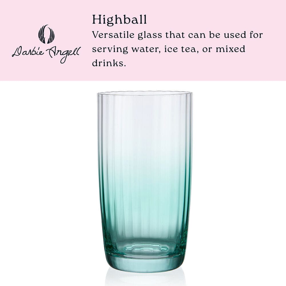 Darbie Angell Good Day Teal Set of 4 Highball Glasses