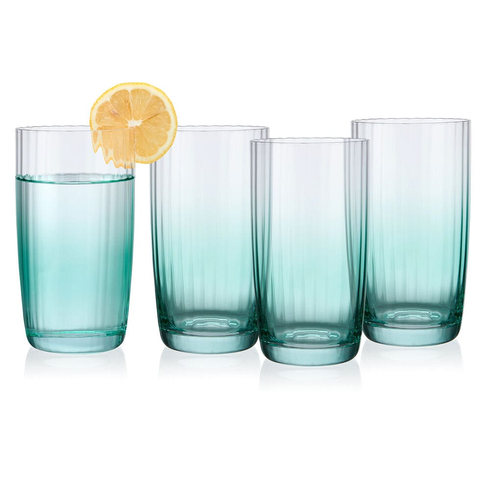 Darbie Angell Good Day Teal Set of 4 Highball Glasses