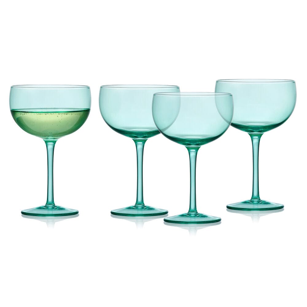 Darbie Angell Vibrance Teal Set of 4 Coupe Cocktail Glasses