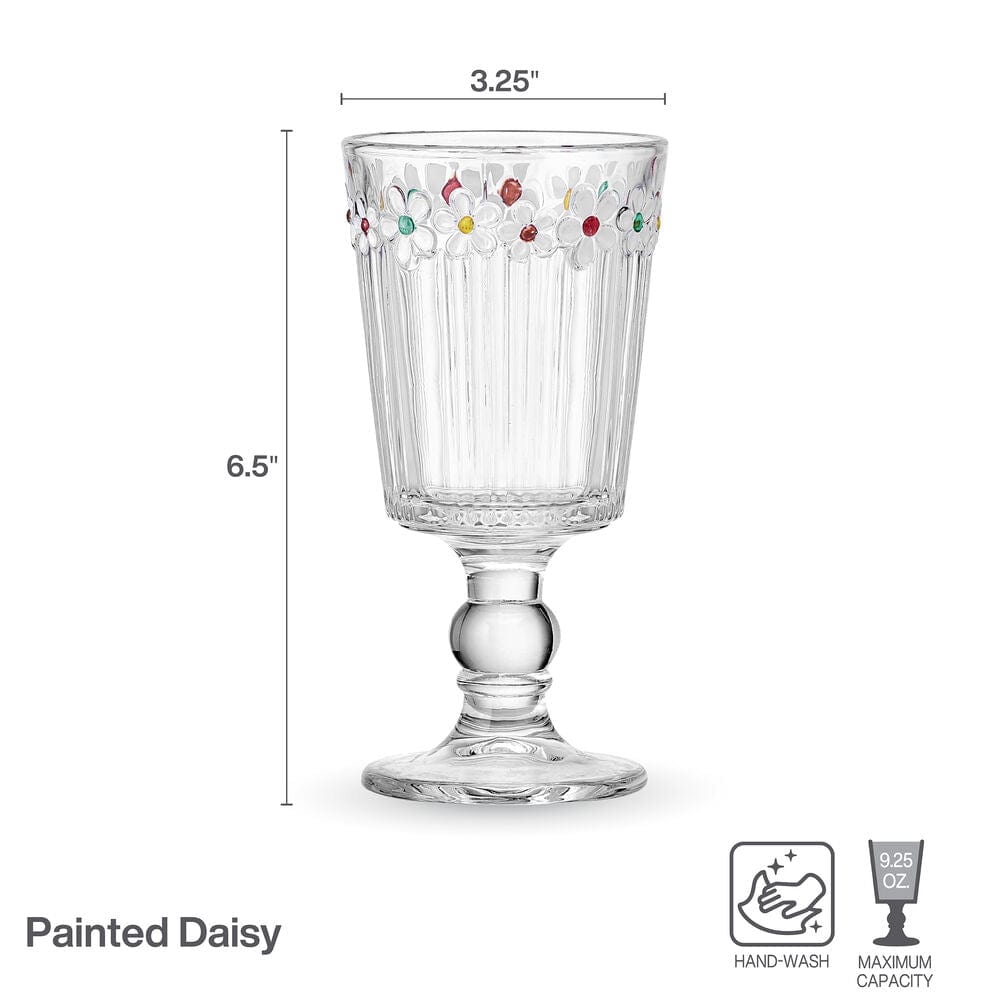 Darbie Angell Painted Daisy Set of 4 Goblets