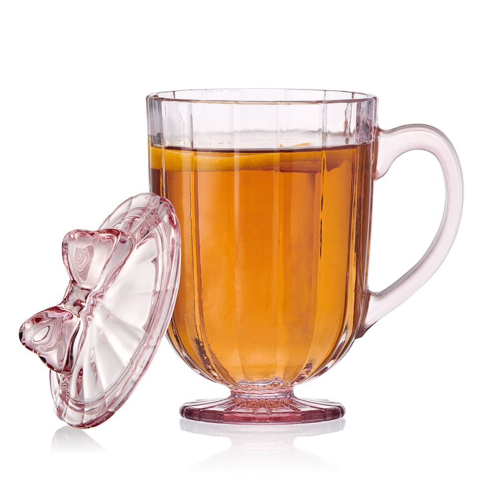 Darbie Angell Bliss Blush Set of 2 Footed Drinking Glasses with Lid