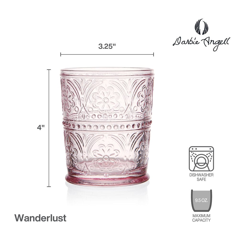 Darbie Angell Wanderlust Blush Set of 4 Double Old Fashioned Glasses