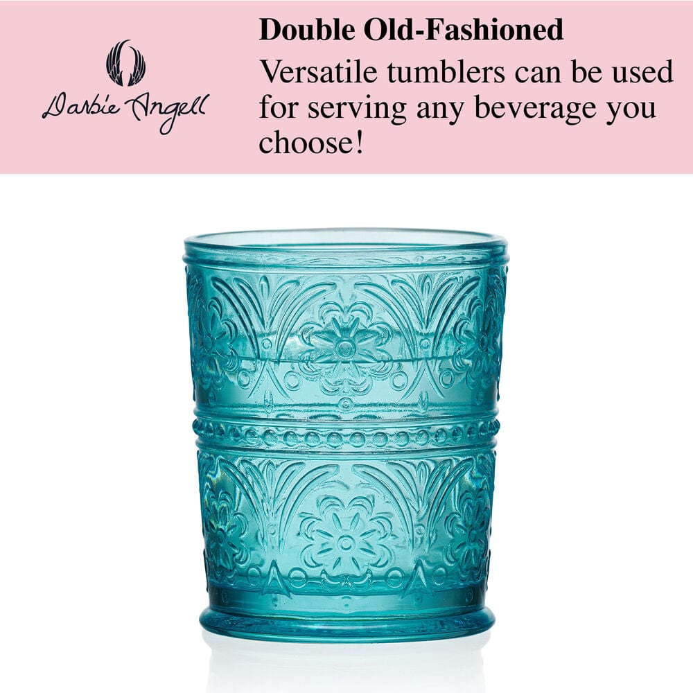 Darbie Angell Wanderlust Teal Set of 4 Double Old Fashioned Glasses