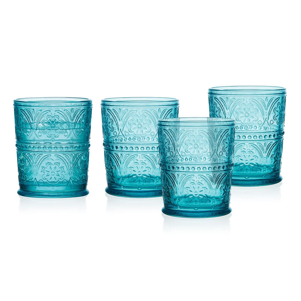 Darbie Angell Wanderlust Teal Set of 4 Double Old Fashioned Glasses