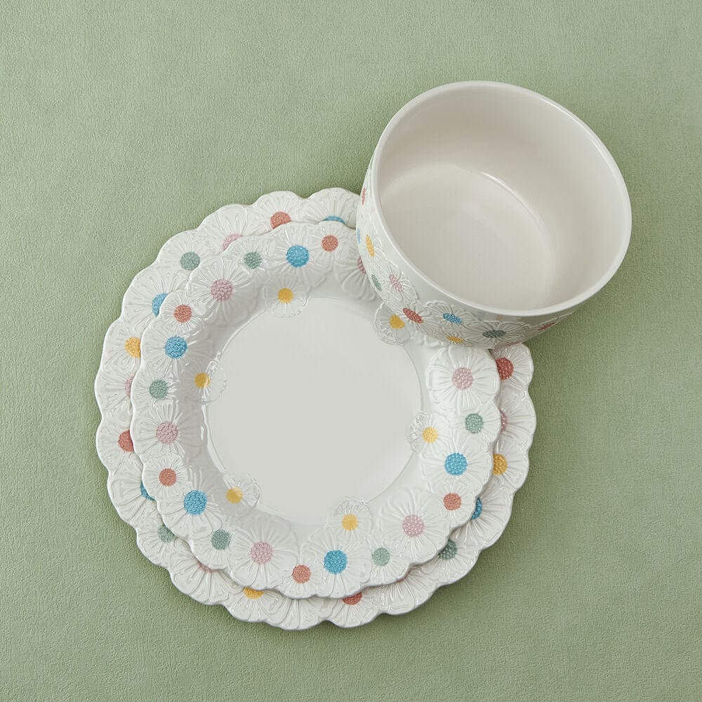 Darbie Angell Painted Daisy 12 Piece Dinnerware Set, Service or 4