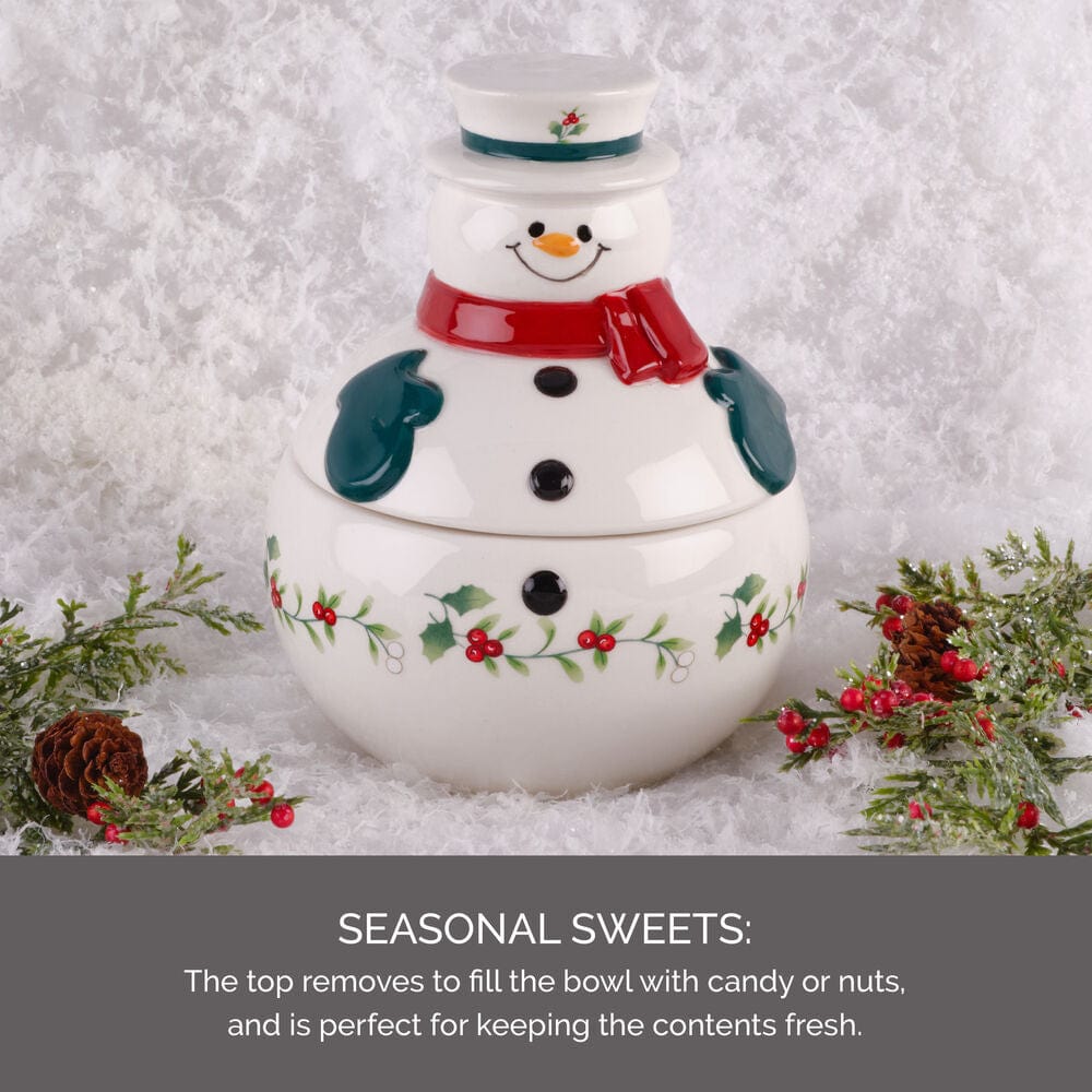 Winterberry® Snowman Candy Bowl with Removable Lid