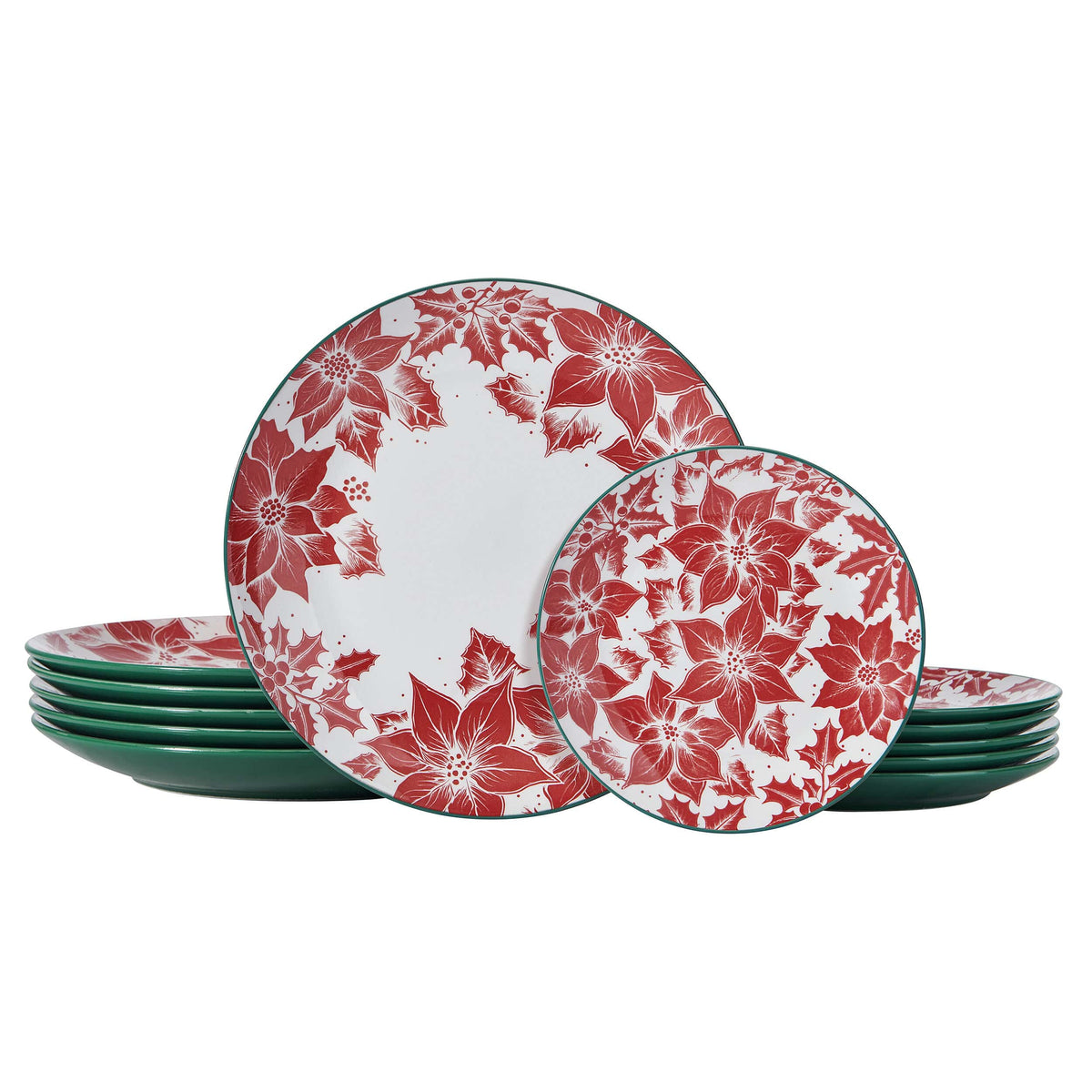 Precious Poinsettia 12 Piece Dinnerware Set, Service for 6