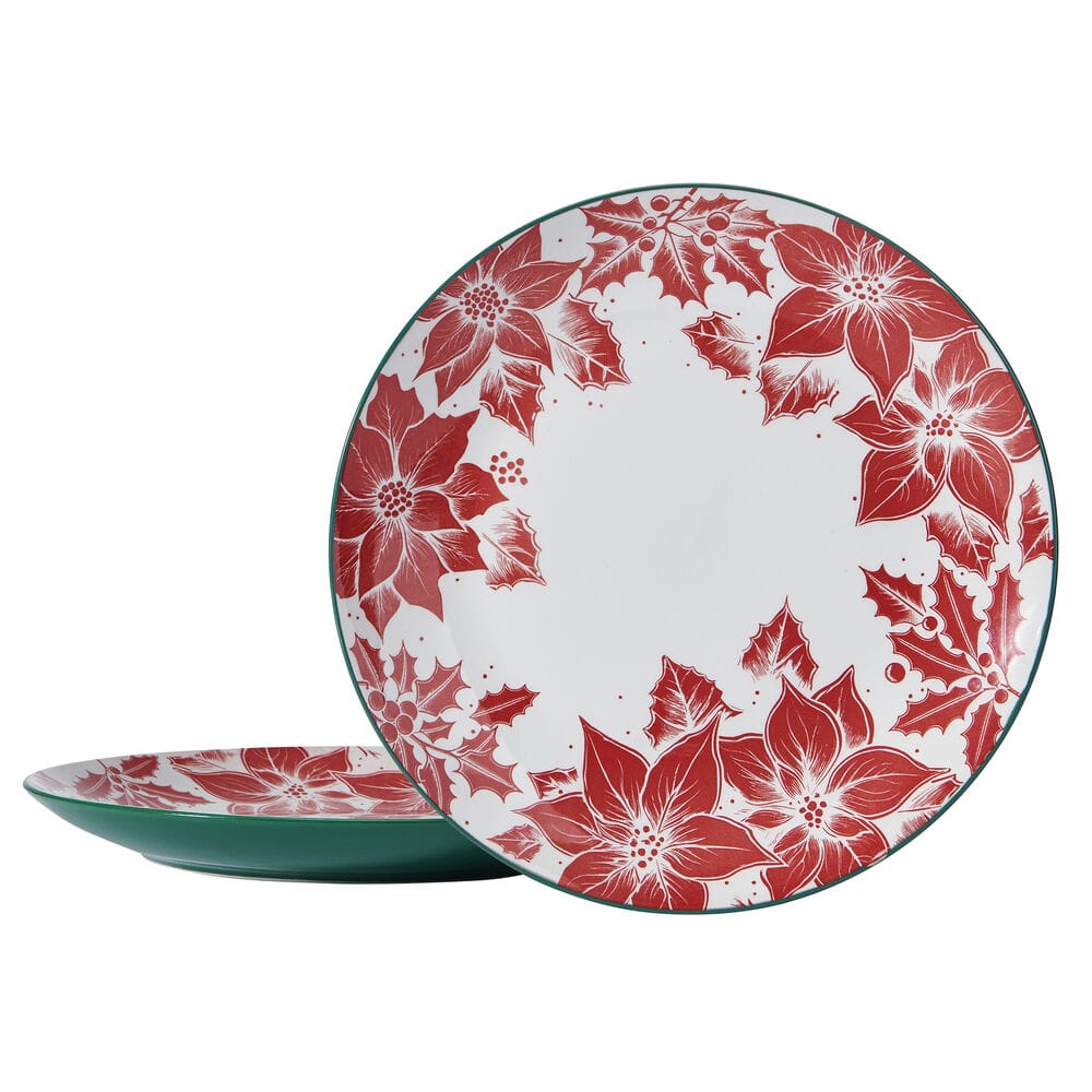 Precious Poinsettia Set of 2 Dinner Plates