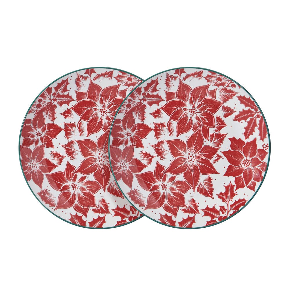 Precious Poinsettia Set of 2 Salad Plates