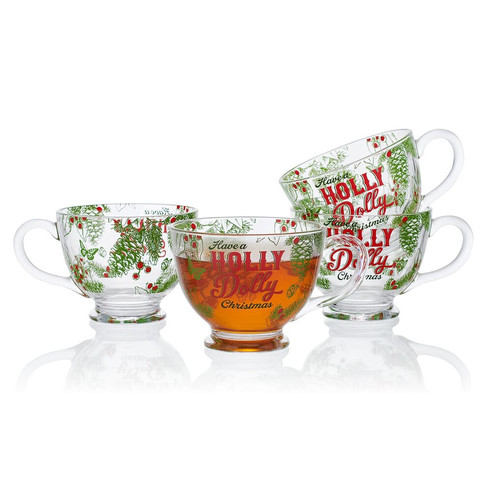 Dolly Parton Holly Dolly Christmas Set of 4 Glass Mugs