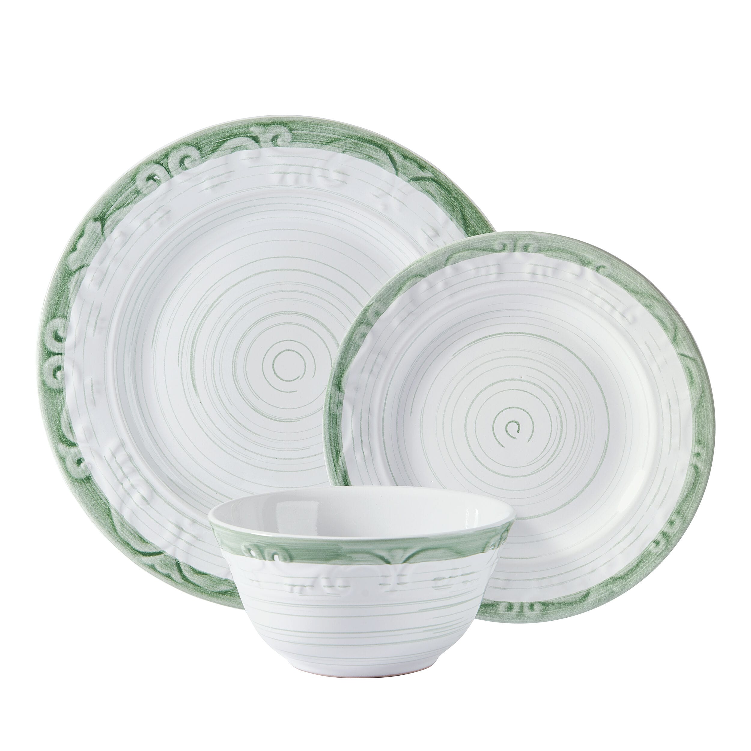 Trellis Sage Accent 12 Piece Dinnerware Set, Service for 4