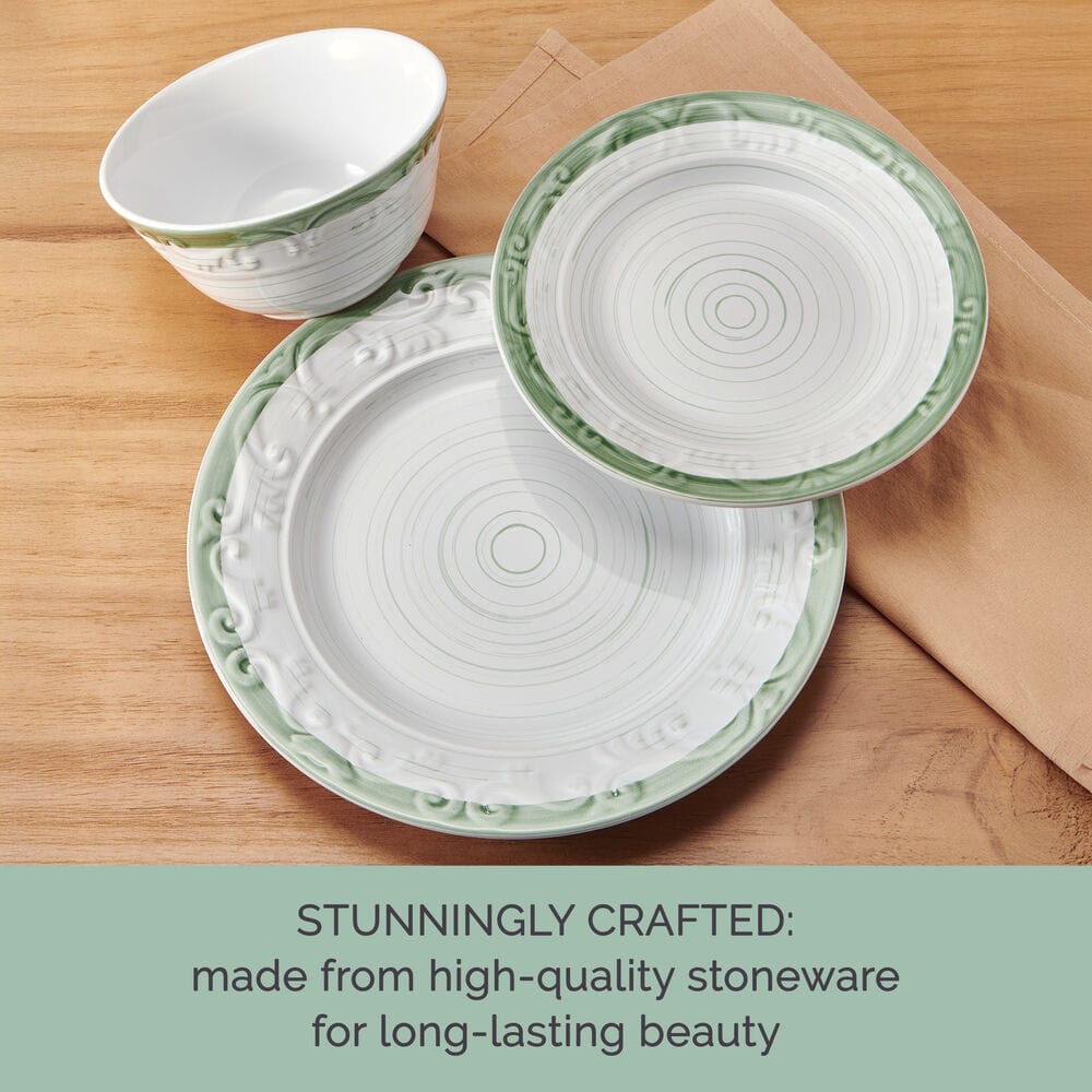 Trellis Sage Accent 12 Piece Dinnerware Set, Service for 4