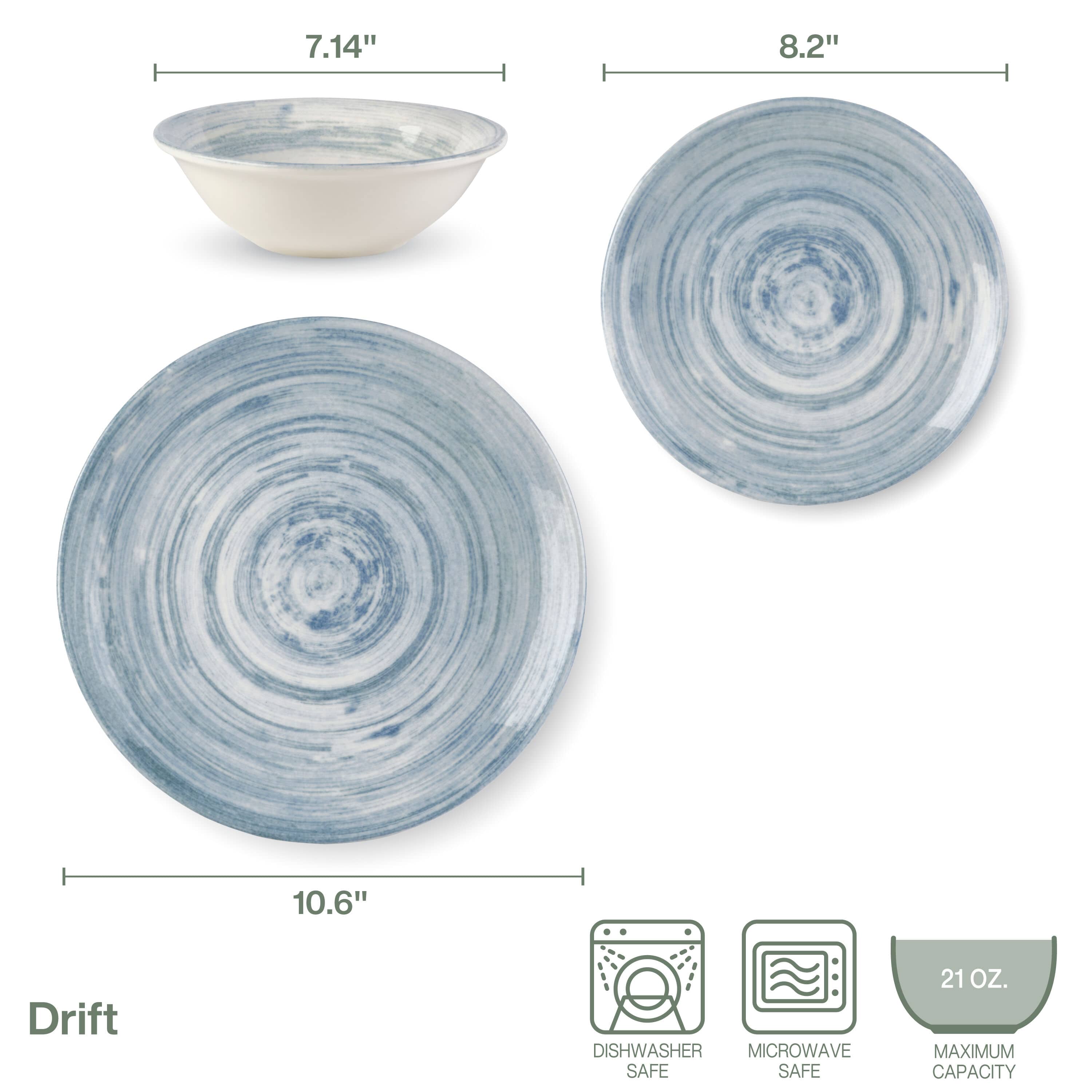 Drift 12 Piece Dinnerware Set, Service for 4