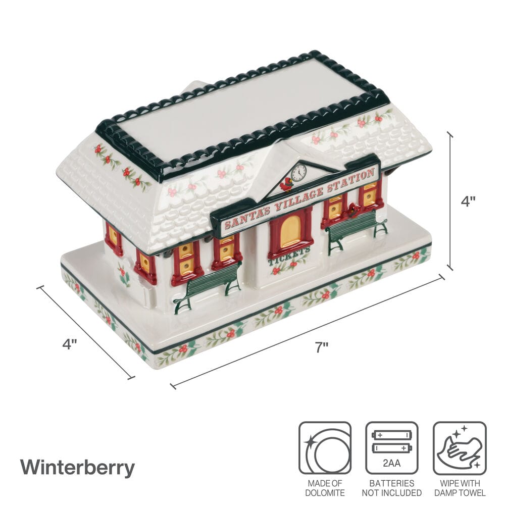 Winterberry® Village Train station with LED Light
