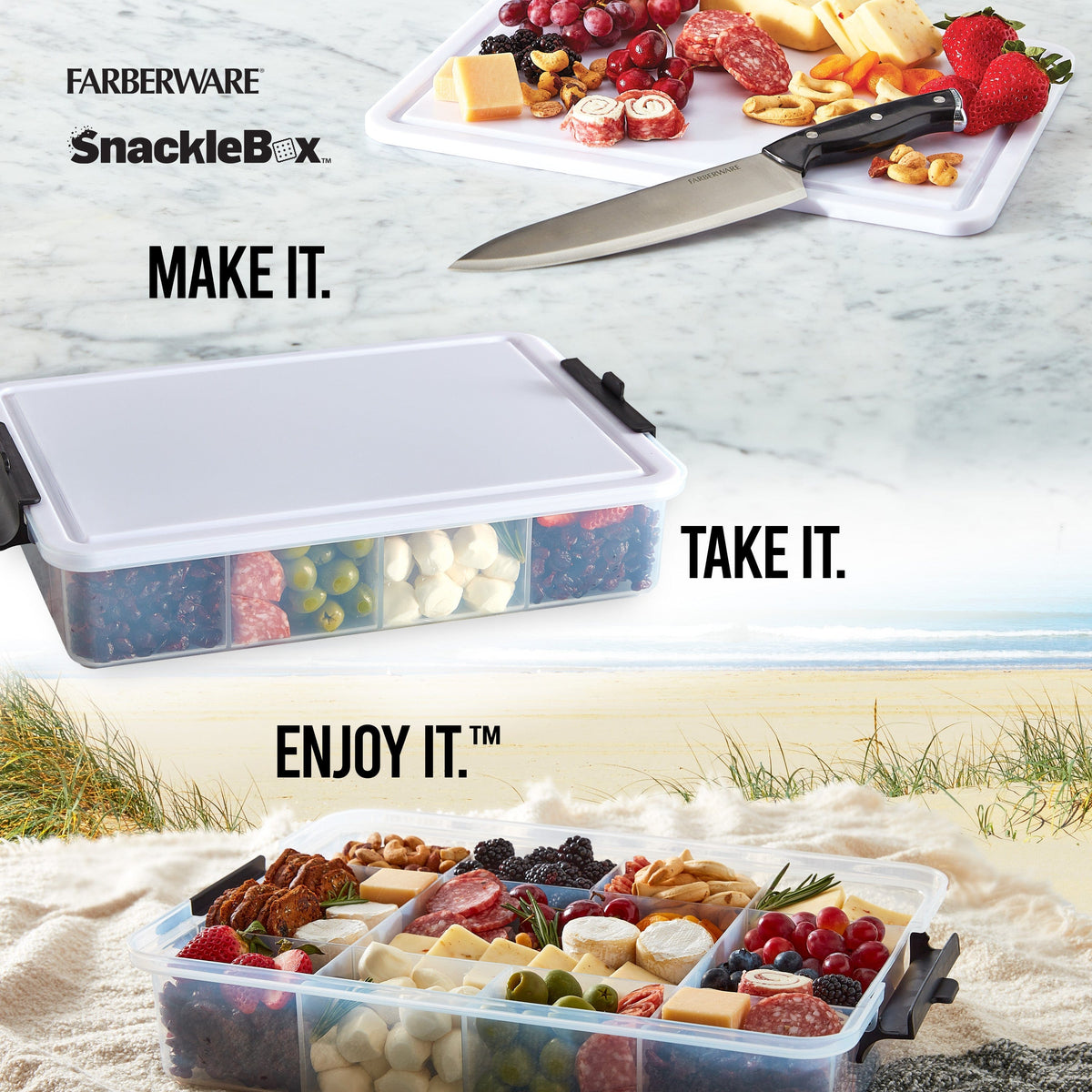 Snacklebox Farberware Build-A-Board ™ Snacklebox with Locking Plastic Cutting Boa