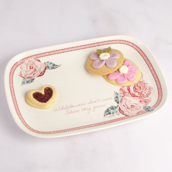 Manyマニーローズ　波形皿 2枚セット　アイボリーにピンクグラデーション希少品 Dolly Parton Mosaic Floral Platter