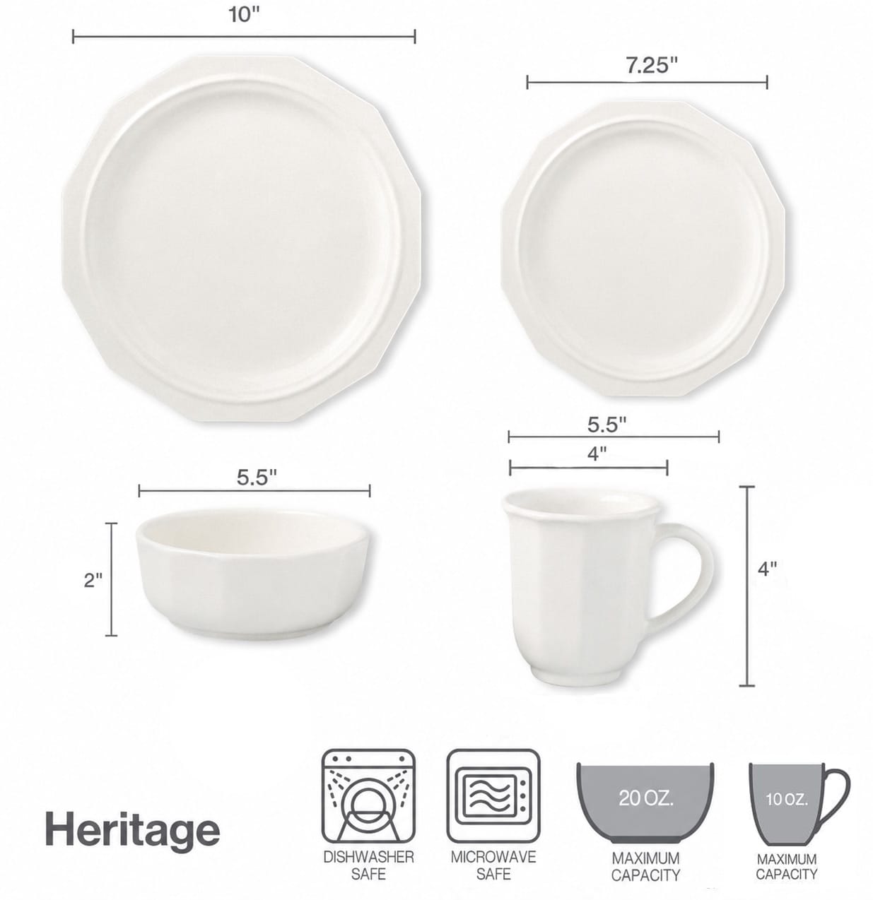 Heritage 16 Piece Dinnerware Set, Service for 4
