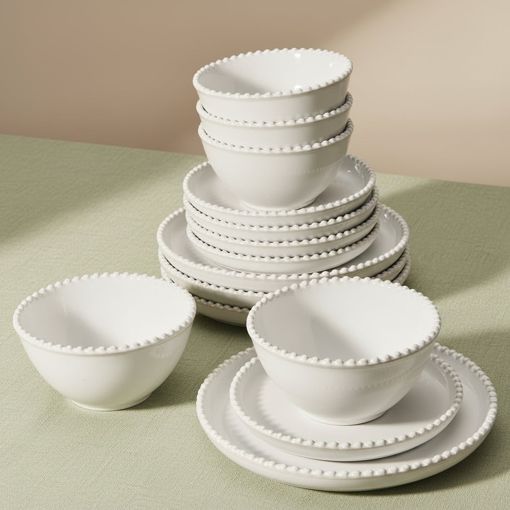 Lumira White 12 Piece Dinnerware Set, Service for 4