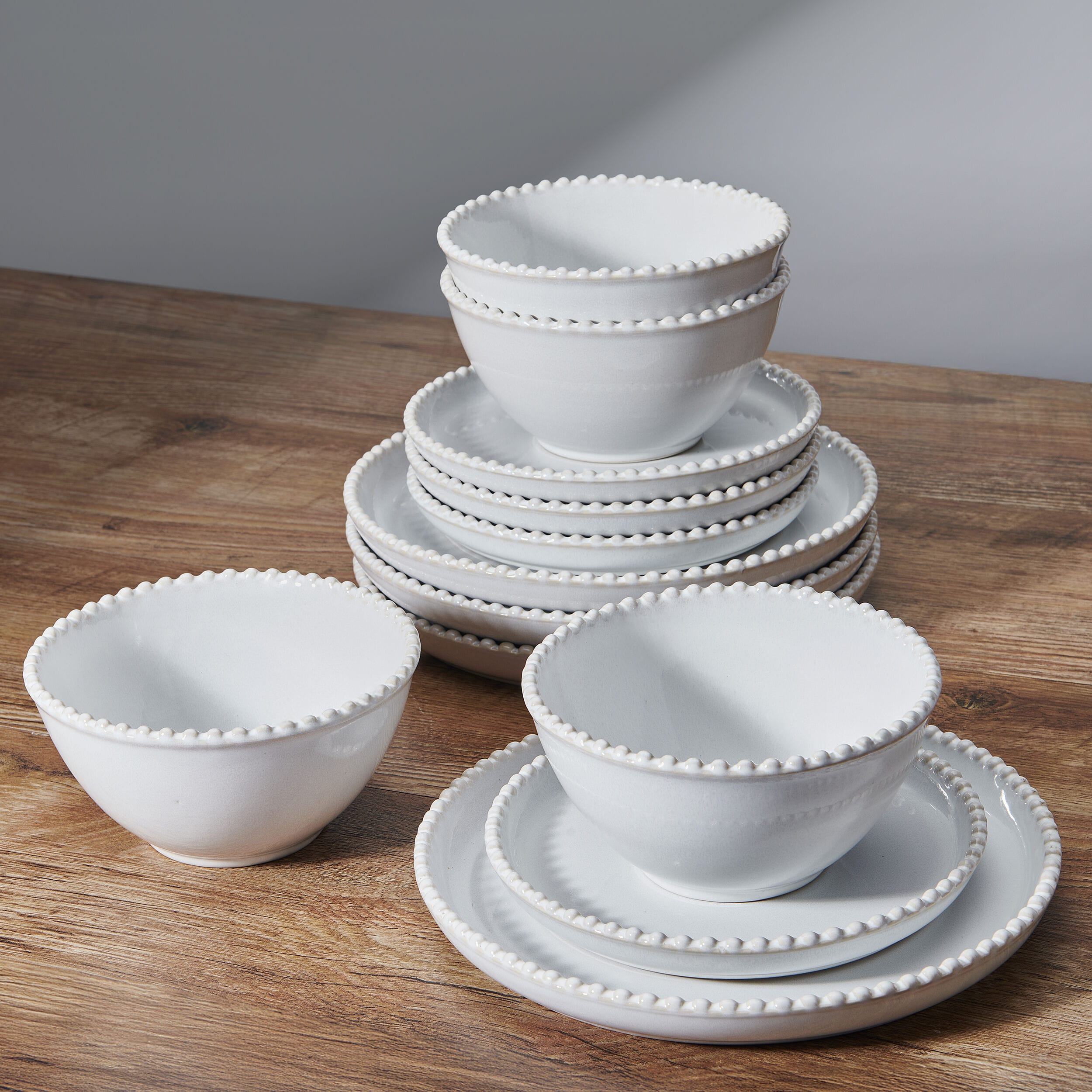 Lumira White 12 Piece Dinnerware Set, Service for 4