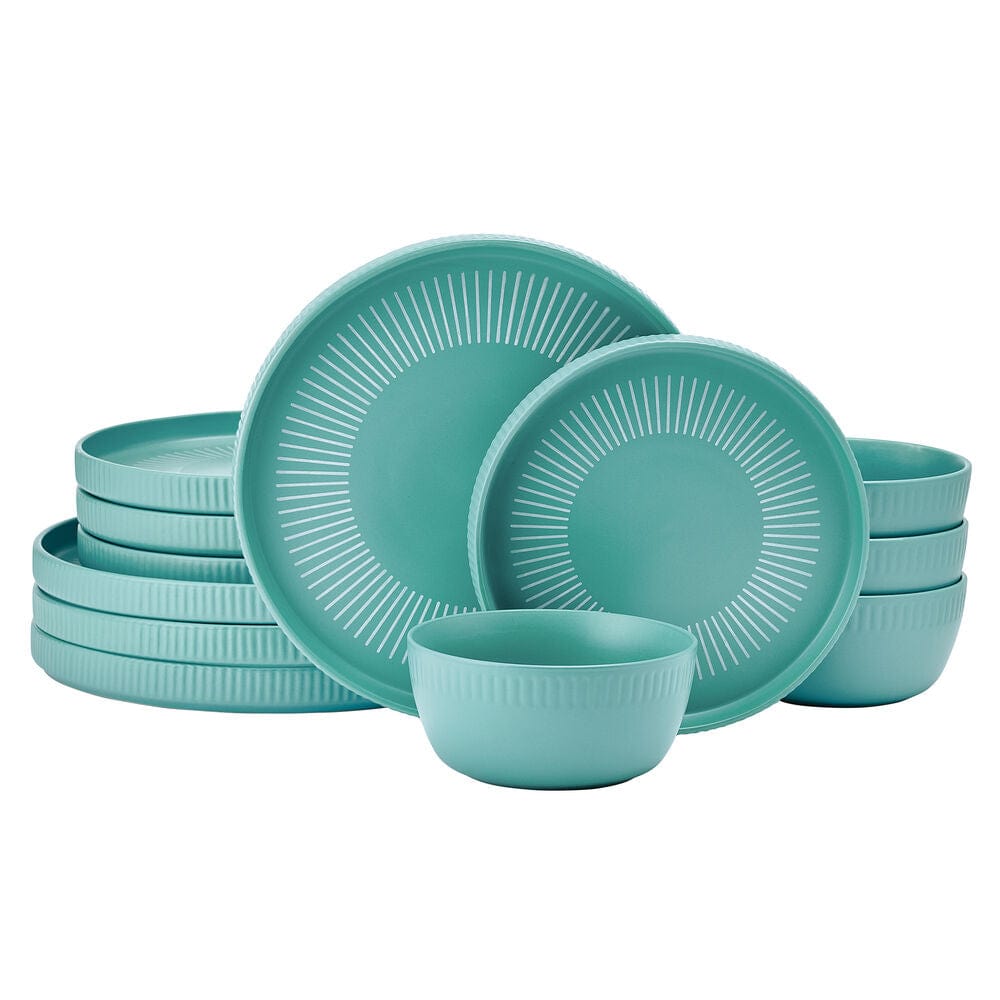 Darbie Angell Mod Teal 12 Piece Dinnerware Set, Service for 4
