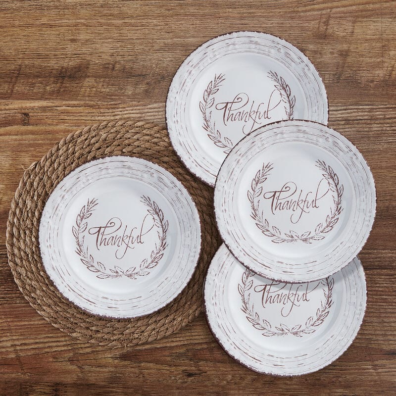 Trellis White Set of 4 Thankful Salad Plates