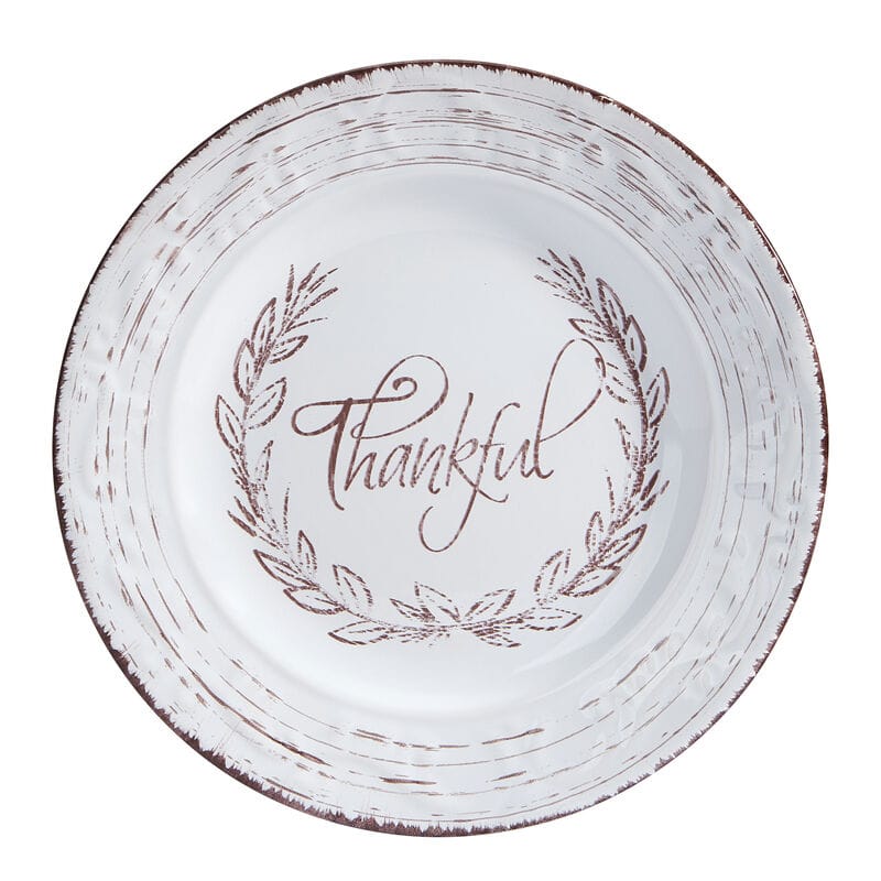 Trellis White Set of 4 Thankful Salad Plates
