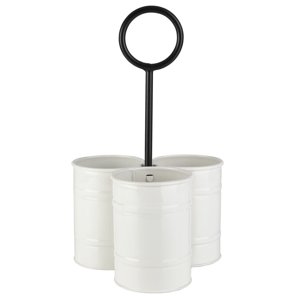 White Flatware Metal Storage Caddy