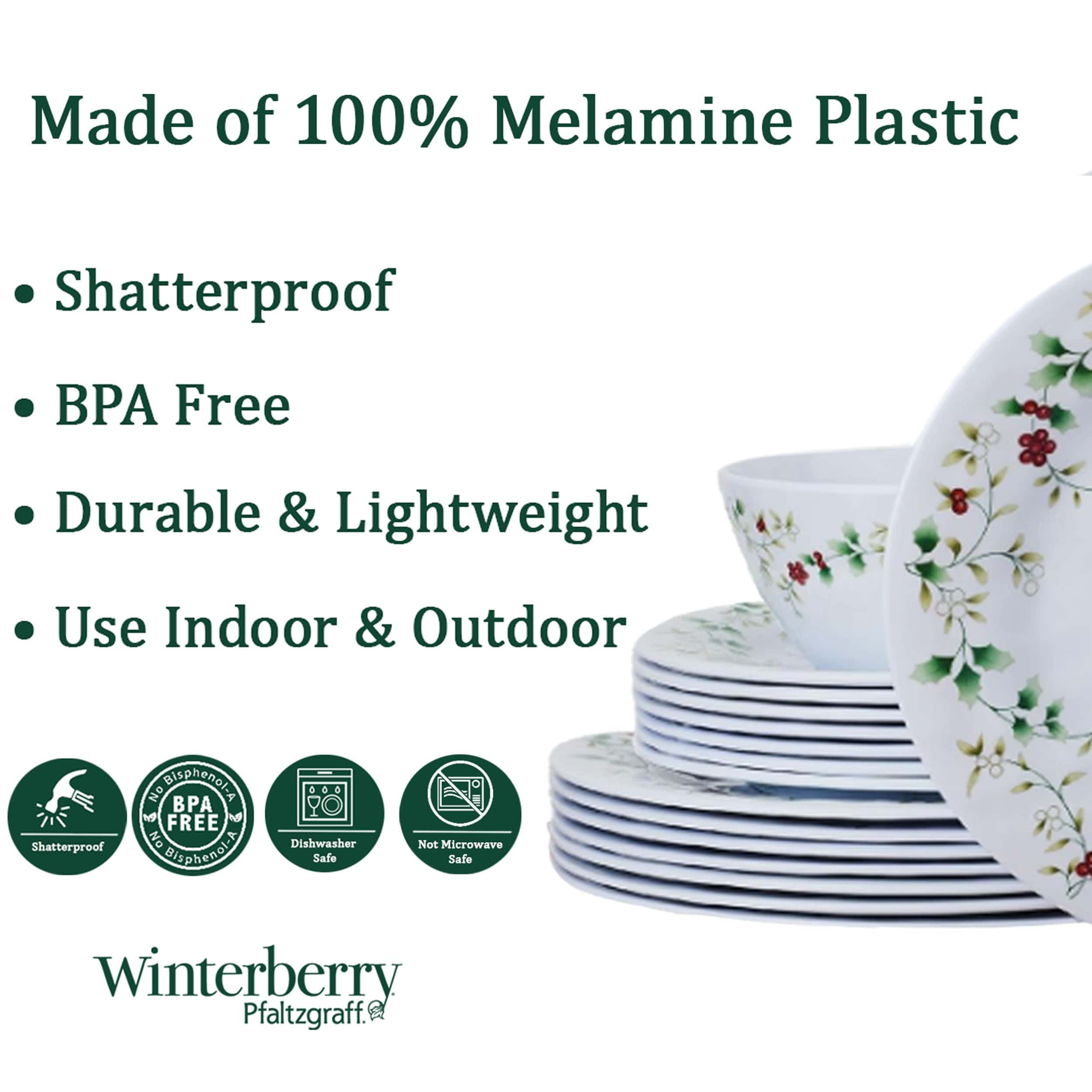 Winterberry® Melamine 24 Piece Dinnerware Set, Service for 8