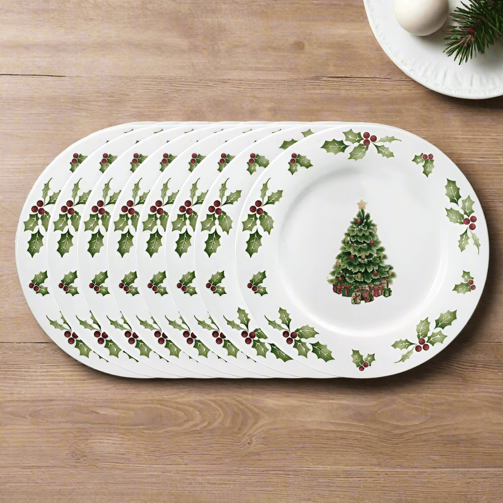 Christmas Day Set of 8 Dinner Plates