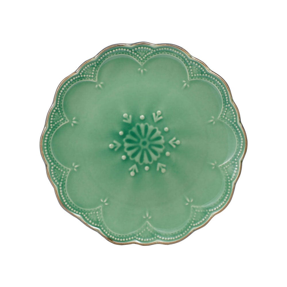 French Lace Green 16 Piece Dinnerware Set Service for 4