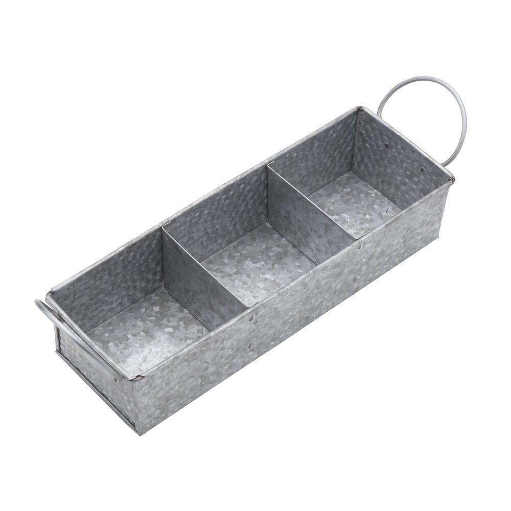 Hammered Galvanized Metal Divided Tray Caddy