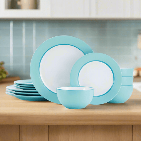 Grayson Teal 12 Piece Dinnerware Set, Service for
