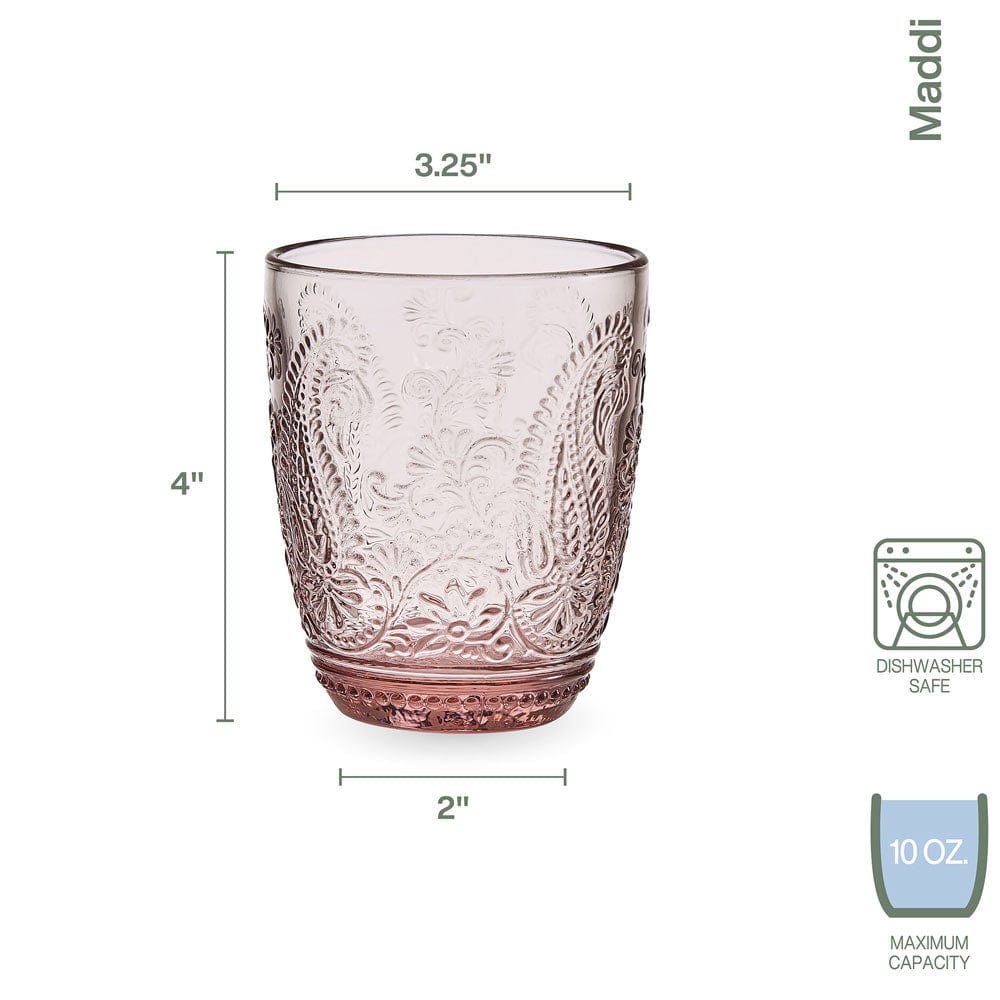 Fitz and Floyd Maddi Double Old Fashioned Glasses Set of 4 Blush