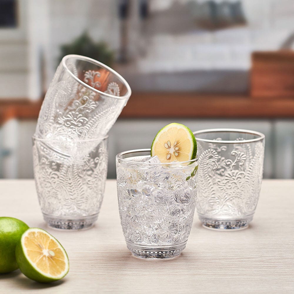 Fitz and Floyd Maddi Double Old Fashioned Glasses Set of 4, Clear
