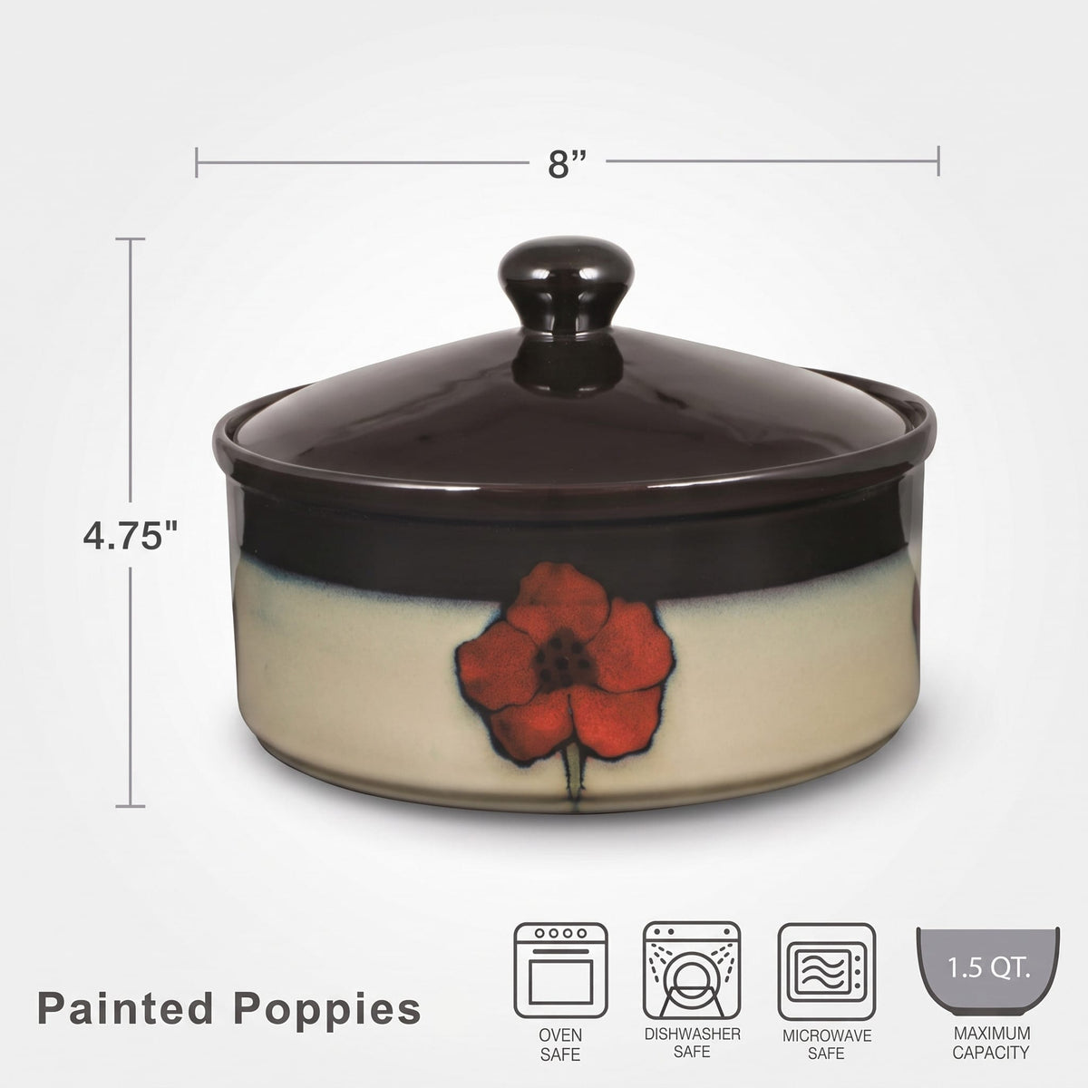 Painted Poppies Covered Casserole