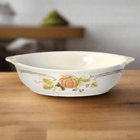 Pfaltzgraff Plymouth Oval Pumpkin Baker - 13.25" Stoneware Casserole Dish, Oven & Dishwasher Safe
