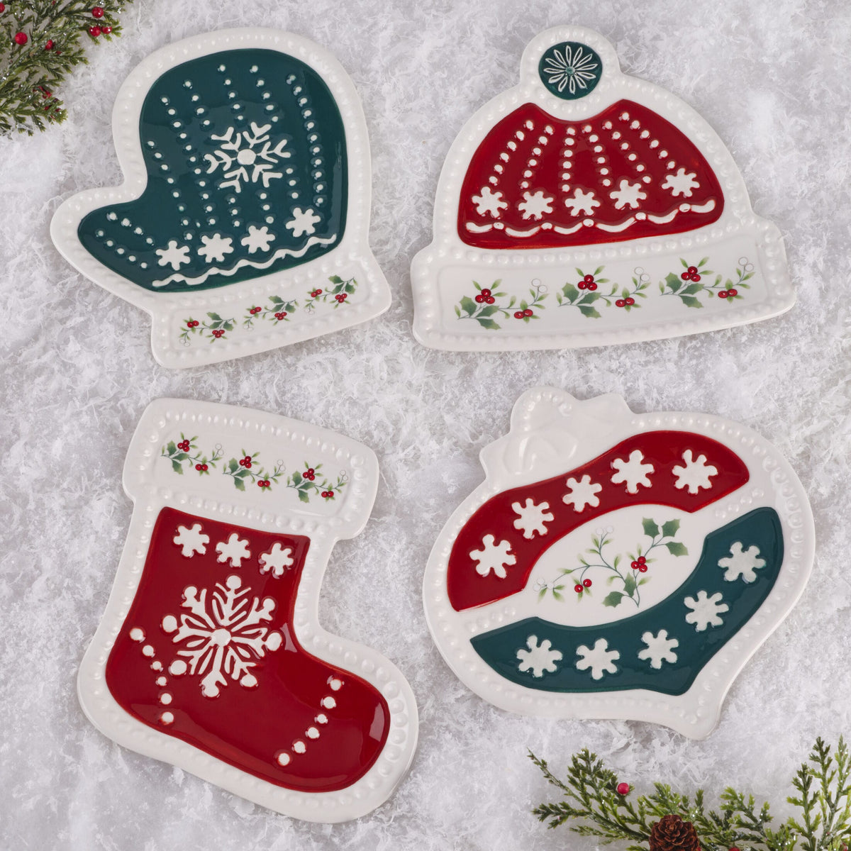 Winterberry® Set of 4 Set of 4 Figural Appetizer Dessert Plates