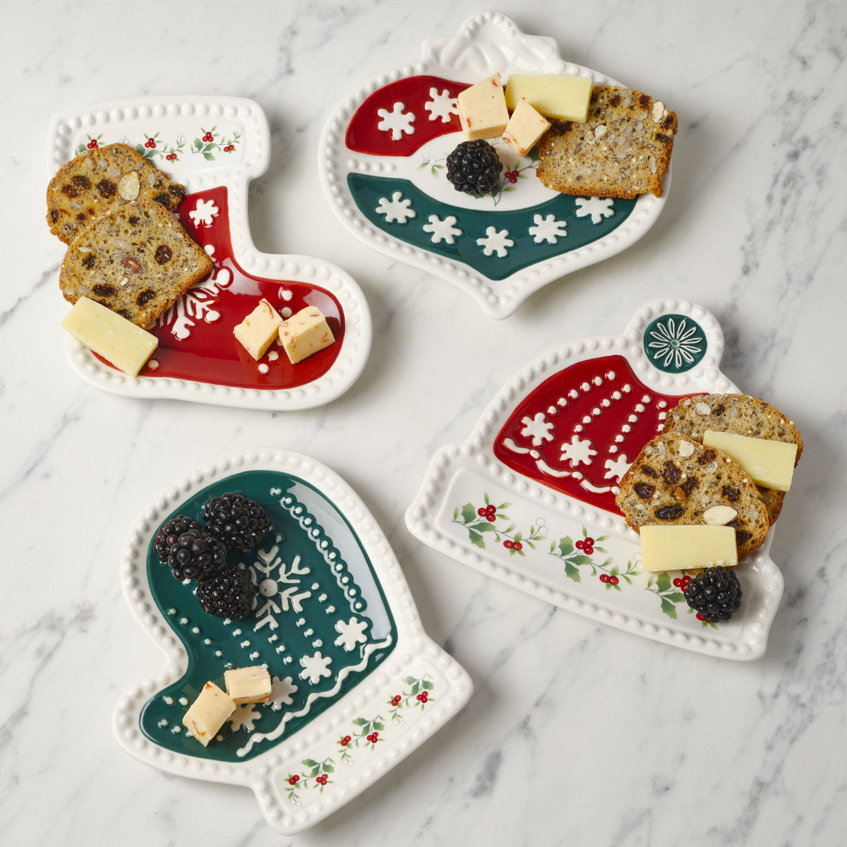 Winterberry® Set of 4 Set of 4 Figural Appetizer Dessert Plates
