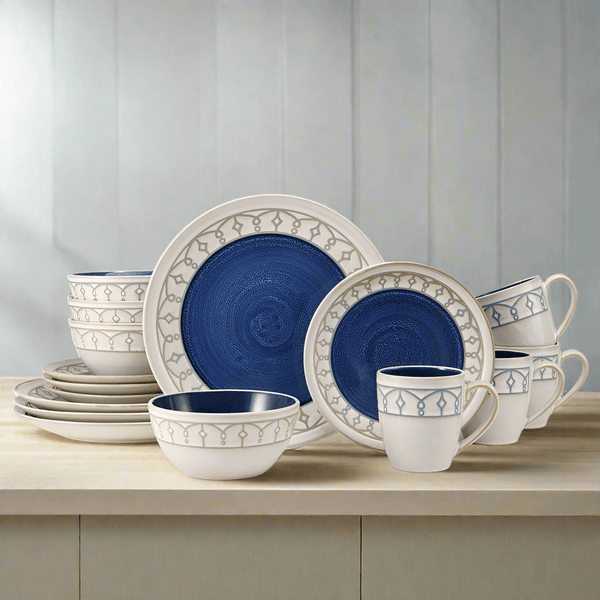 Remi Blue 16 Piece Dinnerware Set, Service for1
