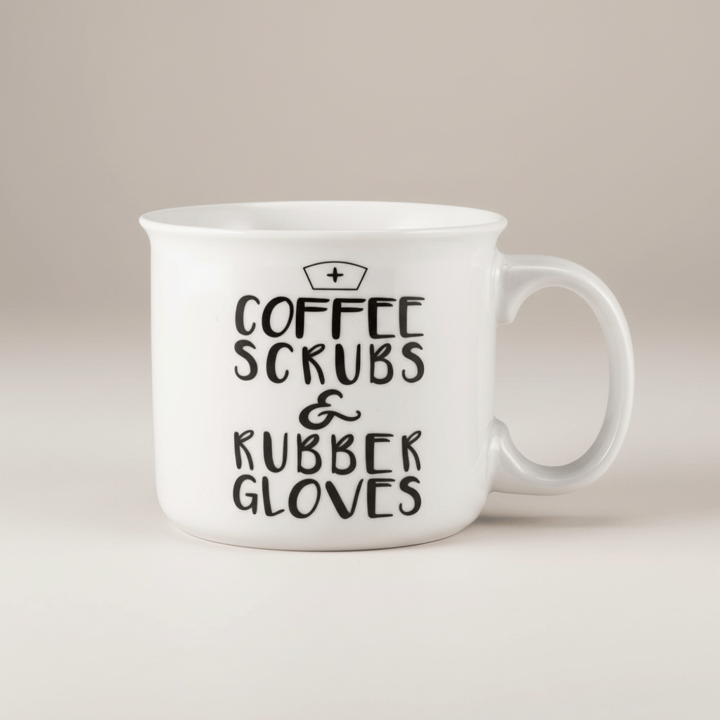 Sentiment Mugs Coffee Scrubs and Rubber Gloves Mug