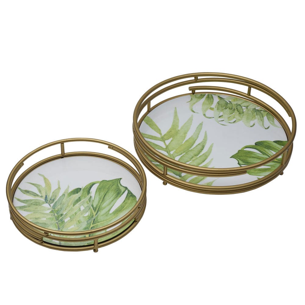 Fitz and Floyd Villa Palm Set of 2 Centerpiece Decor Trays