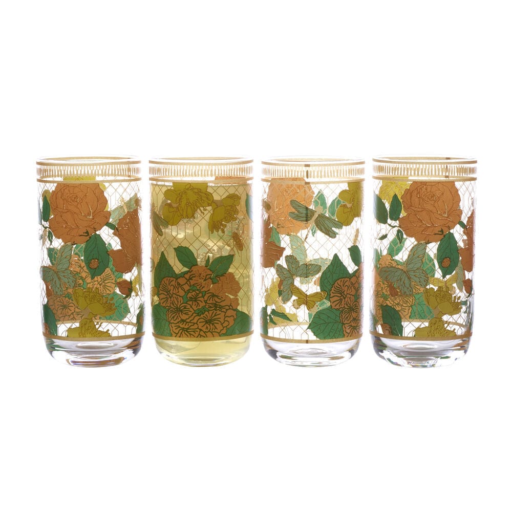 Fitz and Floyd Vintage Vibe Highball Drinking Glasses Set of 4
