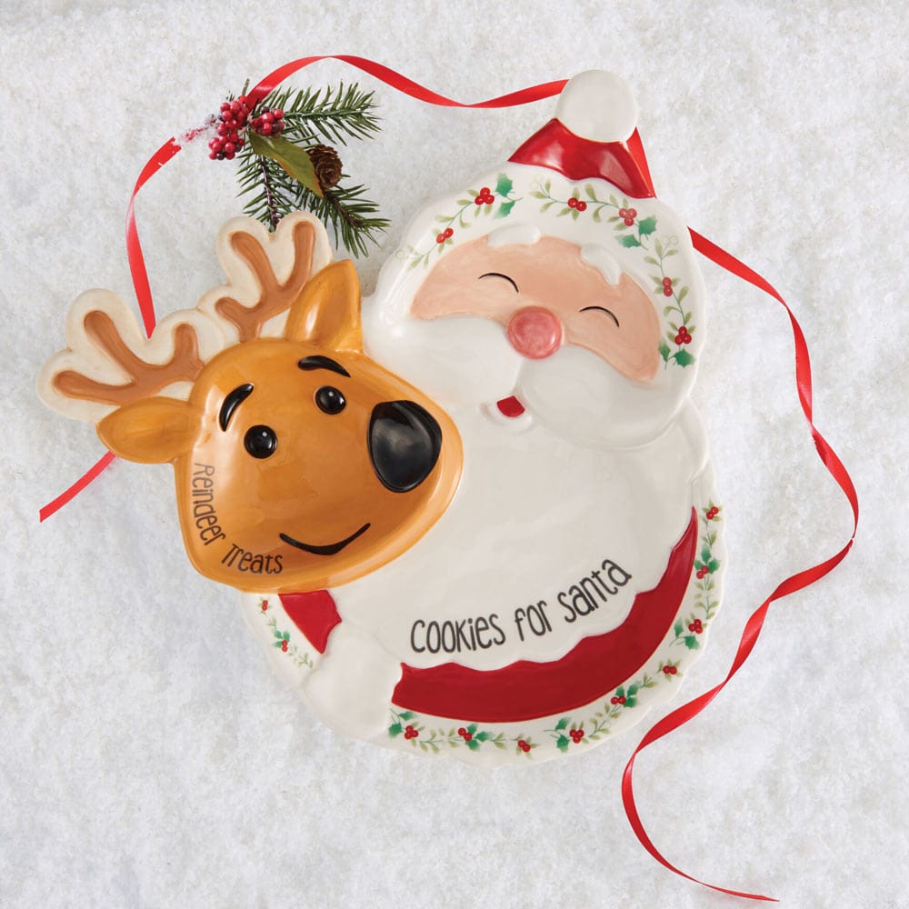 Winterberry® Santa and Reindeer Cookie Plate
