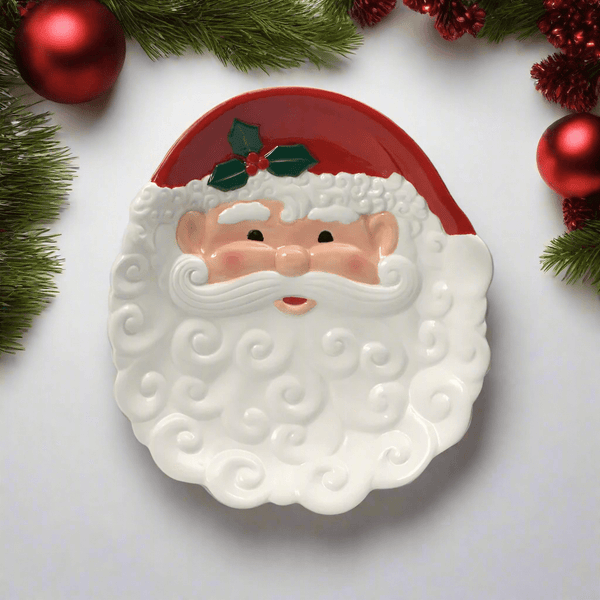 Winterberry Santa Figural Cookie Plate