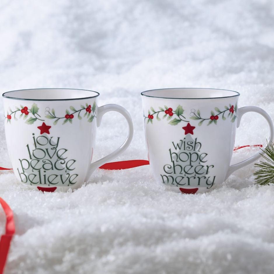 Winterberry® Sentiment on Tree Mugs, Set of 2