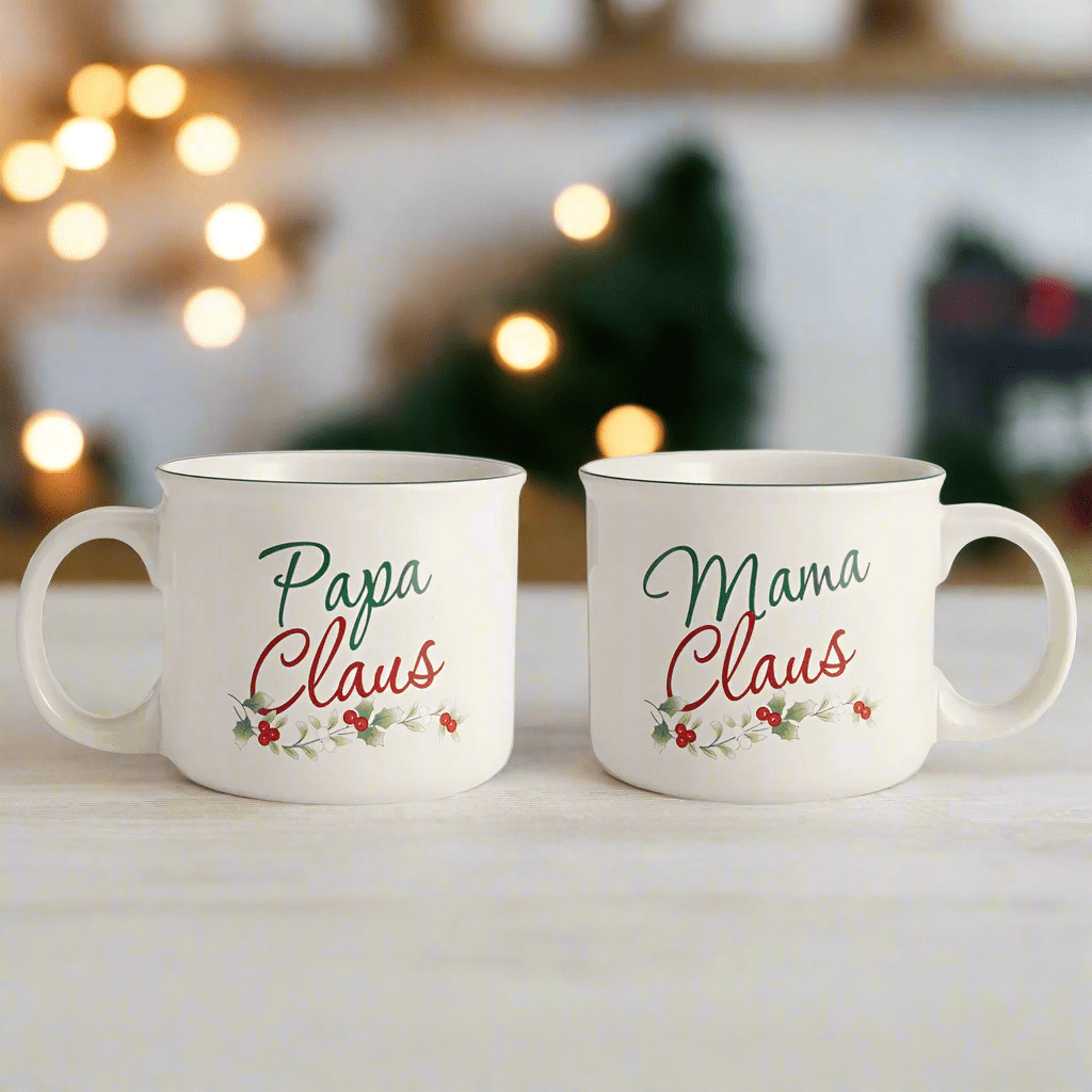 Winterberry® Set of 2 Mama and Papa Claus Mugs