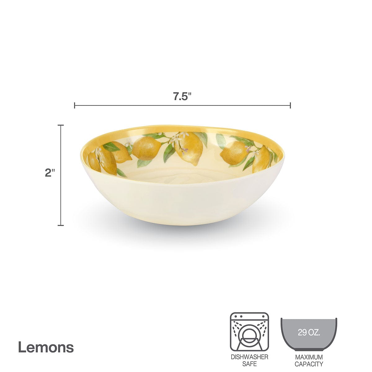 Lemons Set of 4 Outdoor Melamine Soup Cereal Bowls